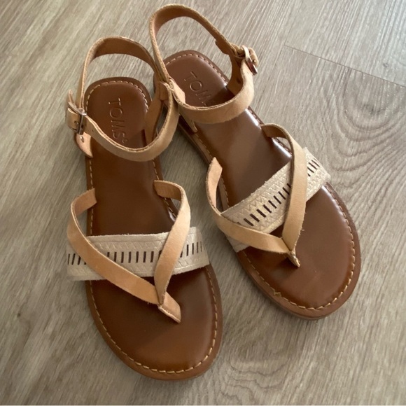 TOMS Lexie Sandstorm Leather Metallic sandals - Picture 1 of 13